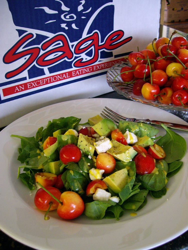 Fresh Spinach, Avocado, Rainier Cherry and Feta Salad