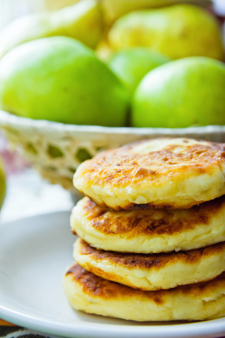 Pear Ricotta Pancakes with Cinnamon Maple Syrup